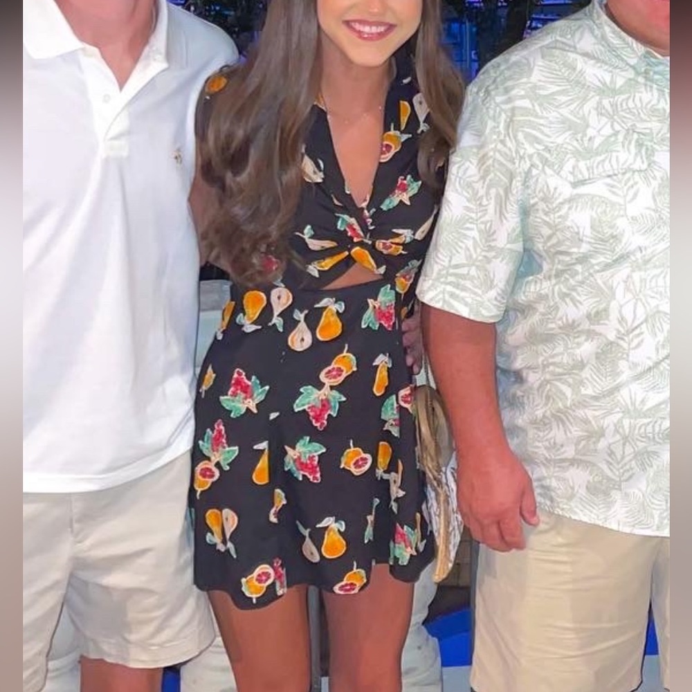 XS Urban Outfitters tropical fruit mini dress